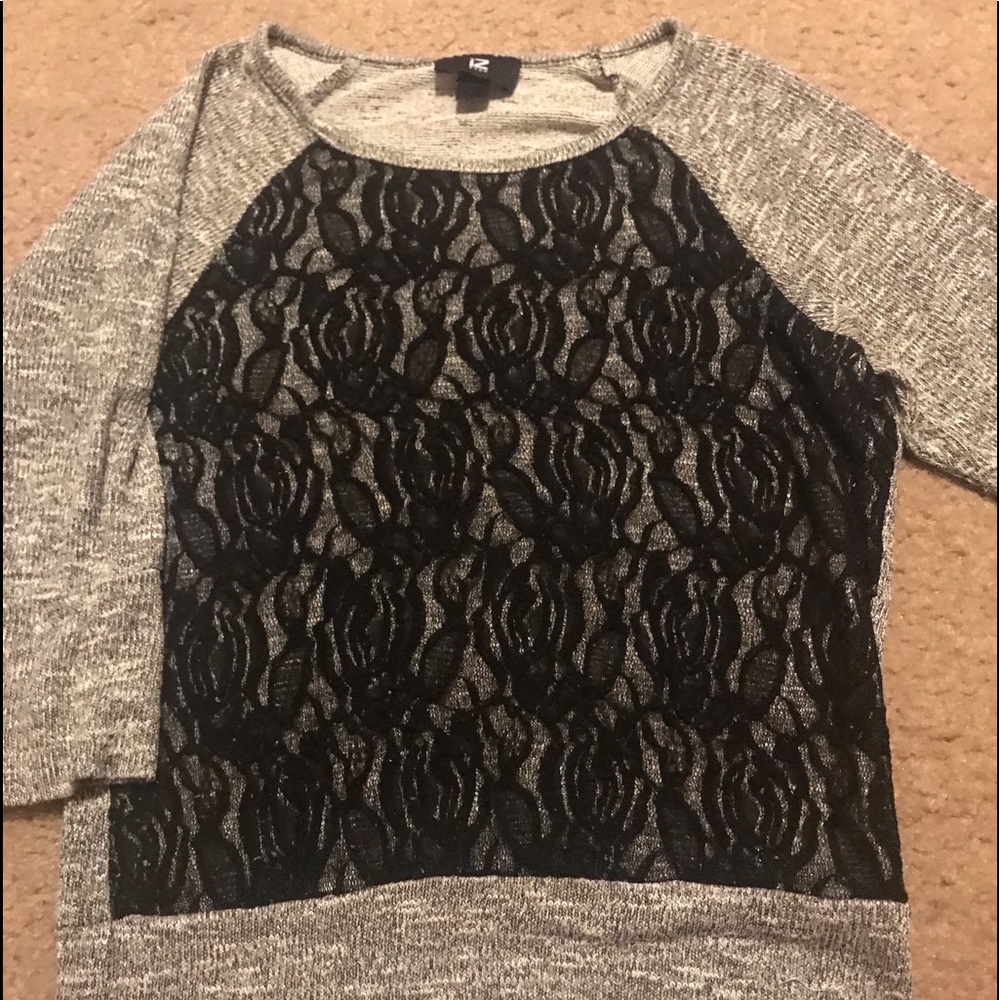 Grey Hoodie with Black Lace